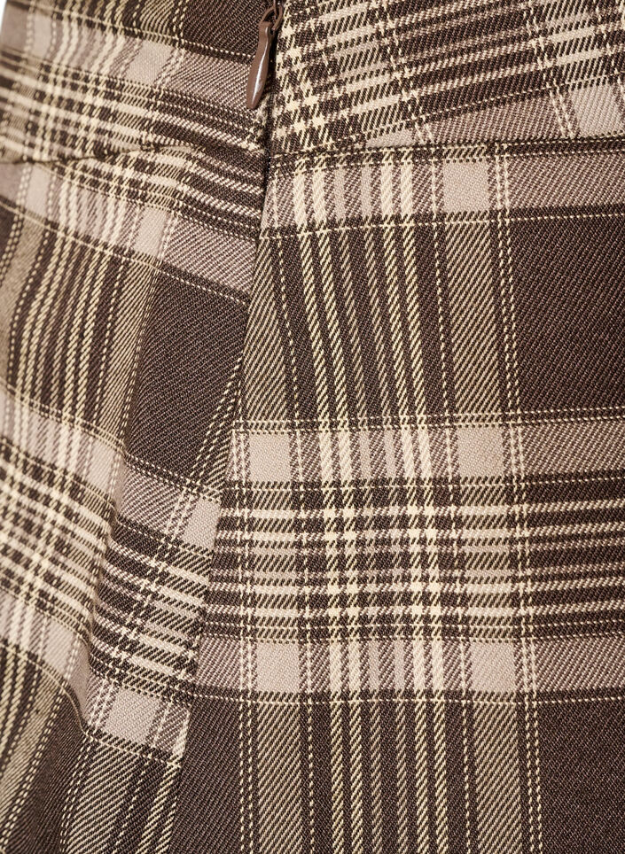 Short checked skirt with A-line fit, Brown, Packshot image number 3