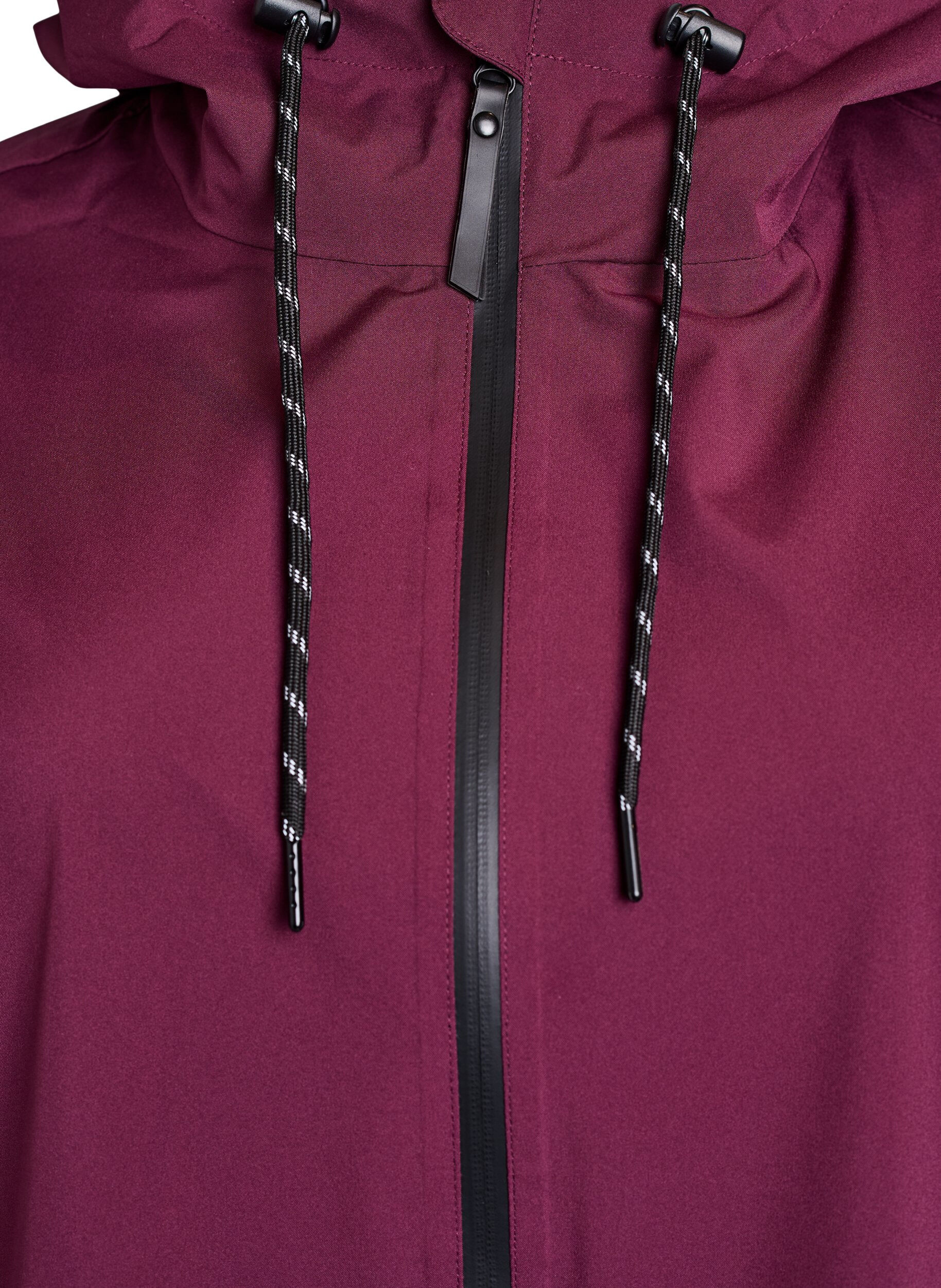 ZizzifashionRain jacket with pockets and hood, Dark Bordeaux, Packshot image number 2