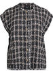 Checked waistcoat with decorative buttons, Black w. White, Packshot image number 0