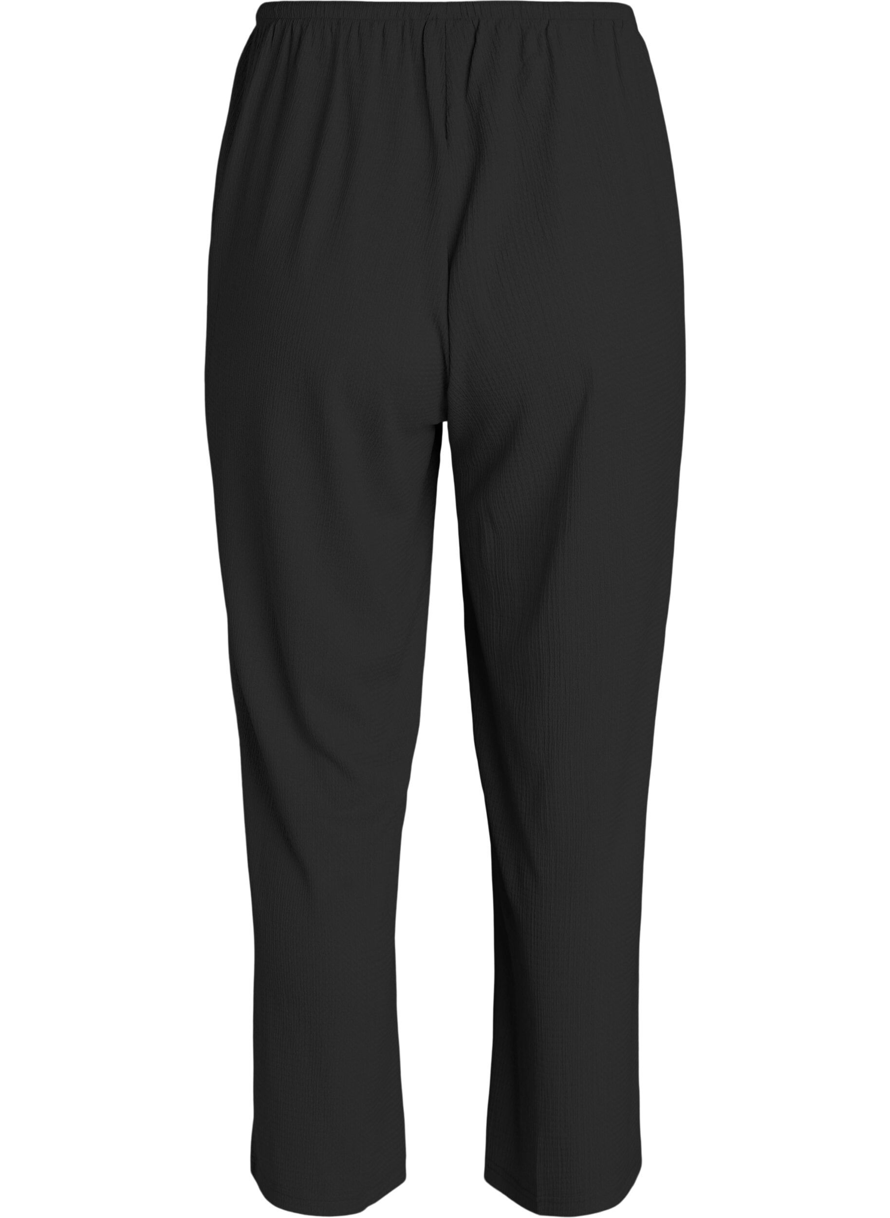 ZizzifashionWide-leg trousers in a light textured fabric, Black, Packshot image number 1