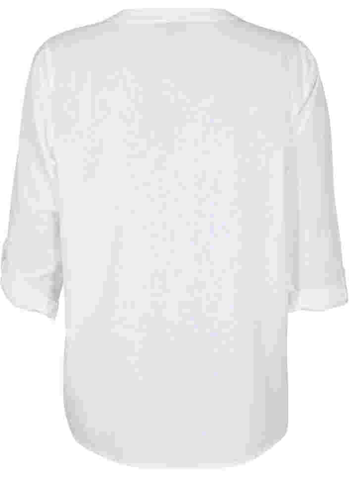 Cotton blouse with lace details, Bright White, Packshot image number 1