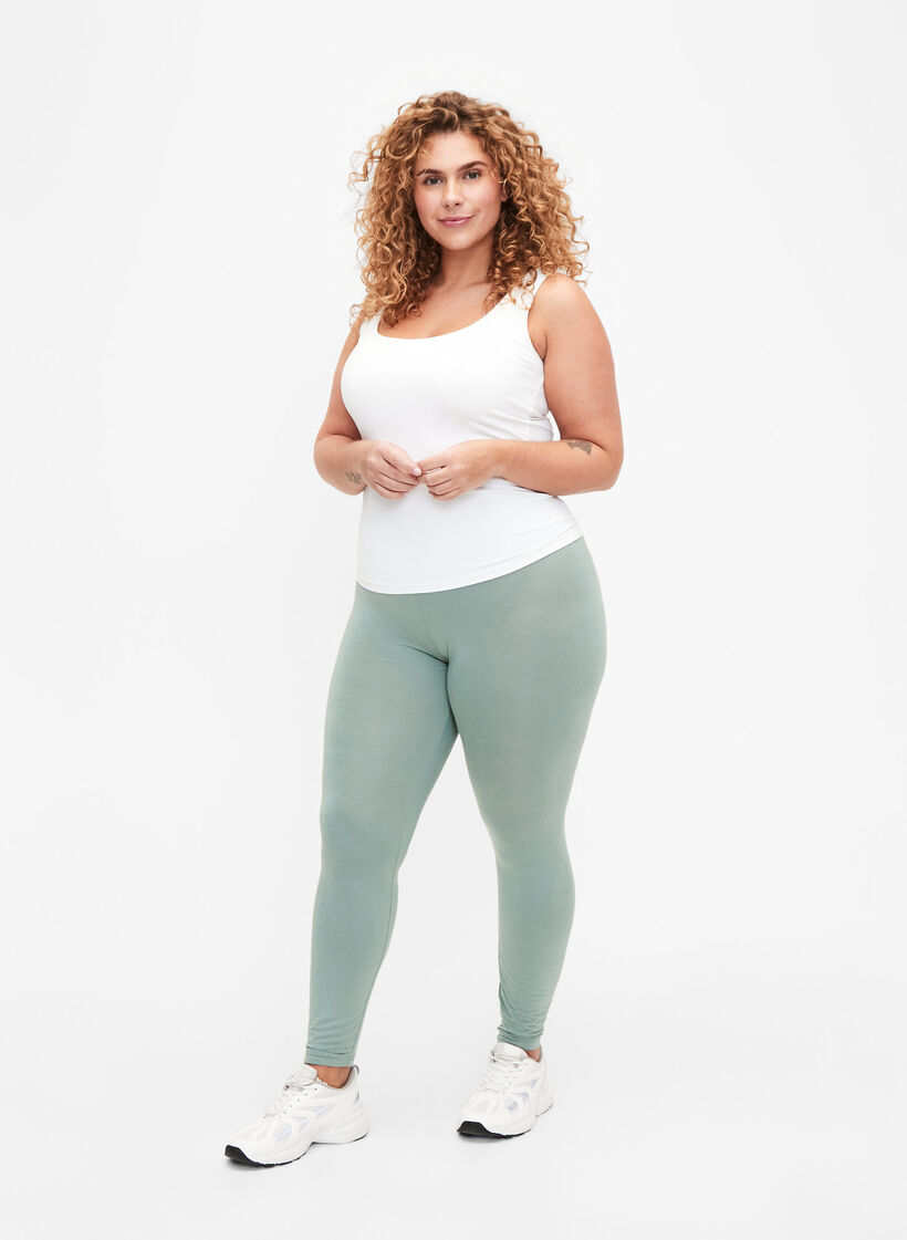 Basic viscose leggings, Green, Model image number 1