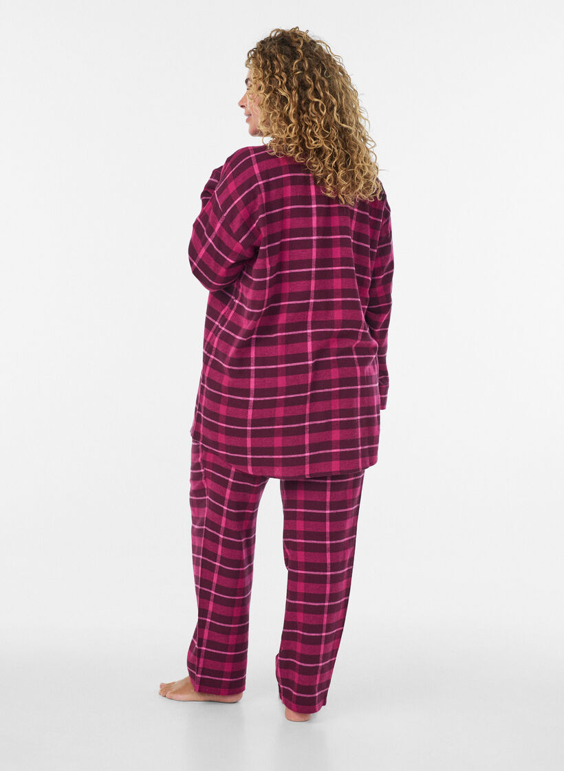 Checked cotton pyjama bottoms, Red, Model image number 1