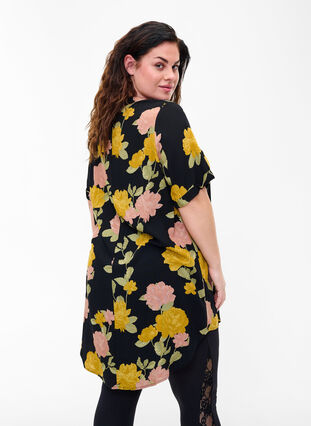 Floral tunic in viscose, Scarab Flower, Model image number 1