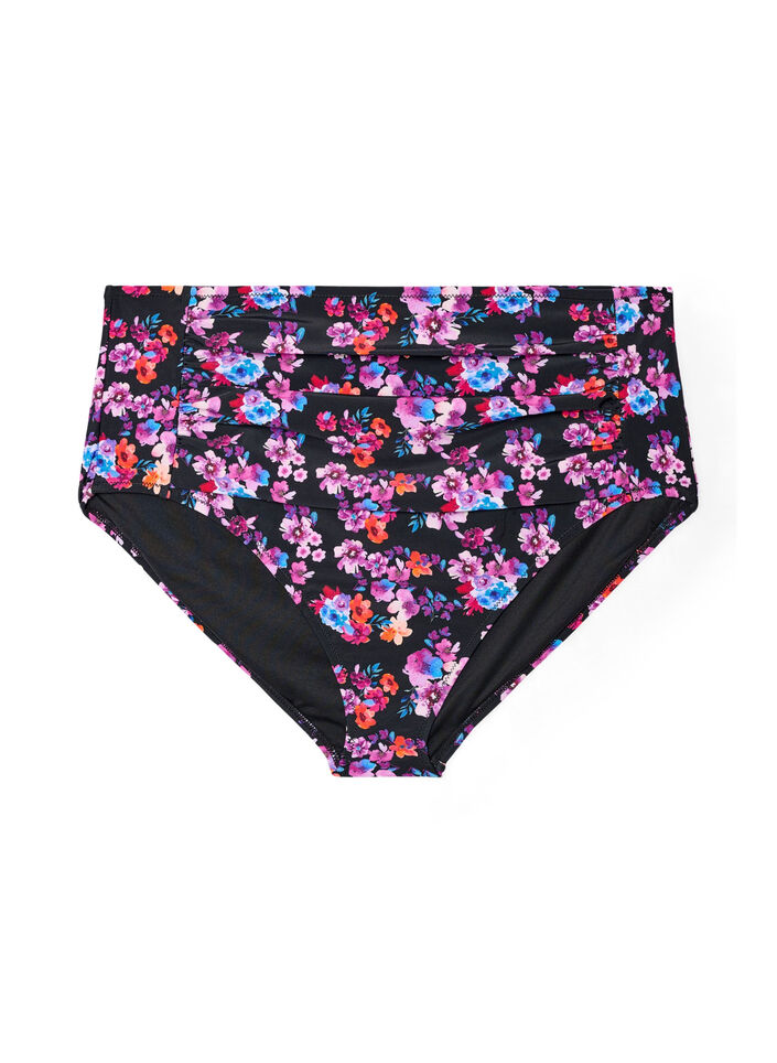 High-waisted patterned bikini bottoms, Purple, Packshot image number 0
