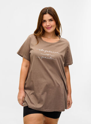 Oversize sleep T-shirt in organic cotton, Falcon Text, Model image number 0