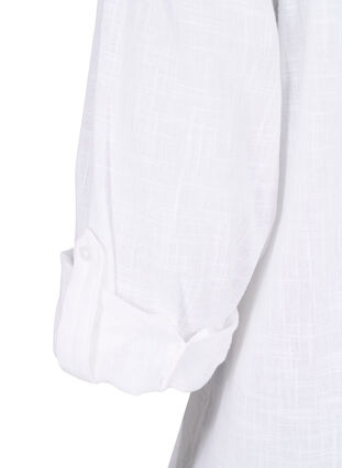Shirt blouse in cotton with a v-neck, Bright White, Packshot image number 3