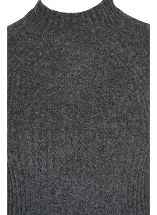 Knitted dress with rib structure, Dark Grey Melange, Packshot image number 2