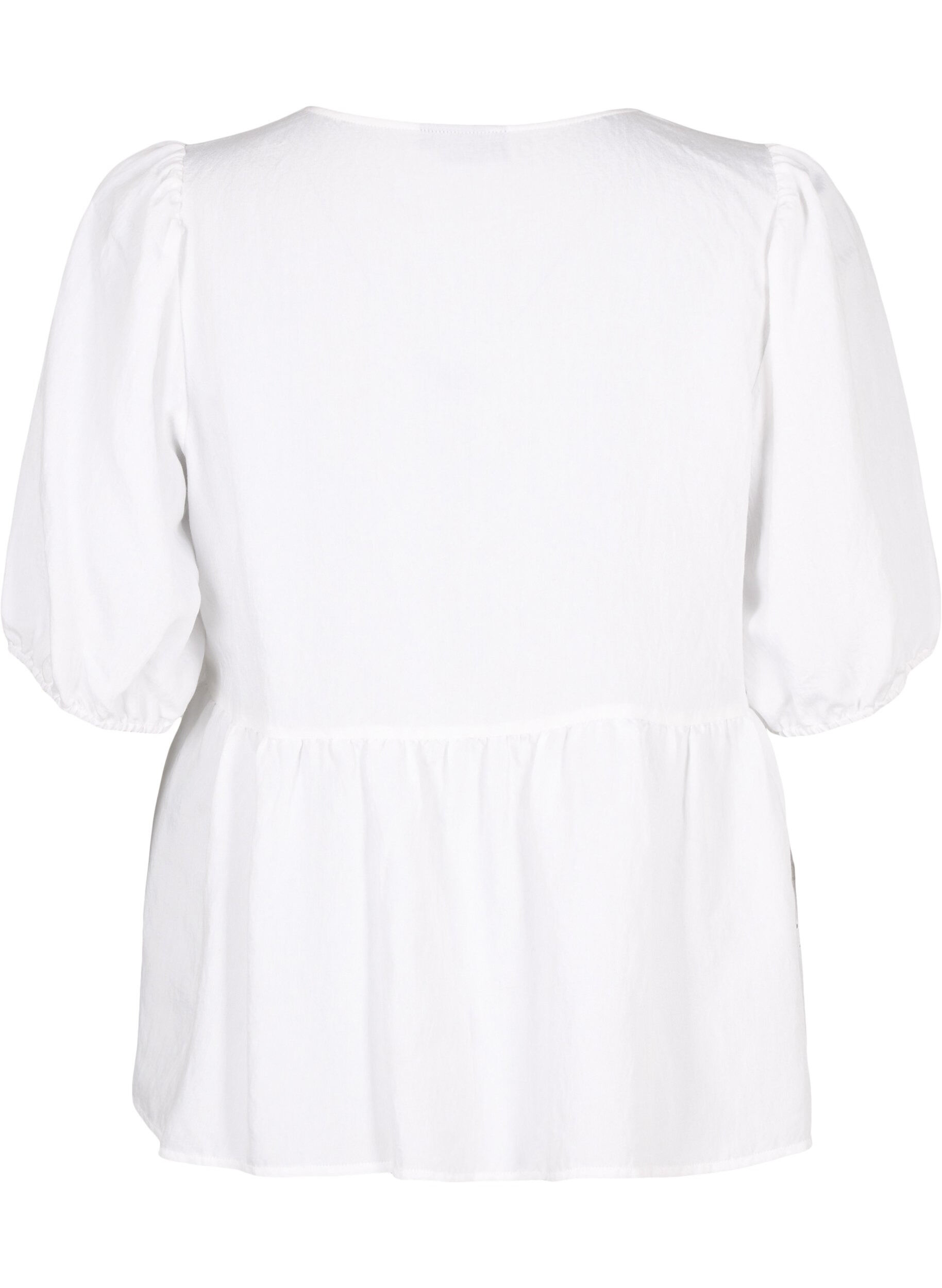 Zizzifashion Viscose blouse with embroidery anglaise, Bright White, Packshot image number 1