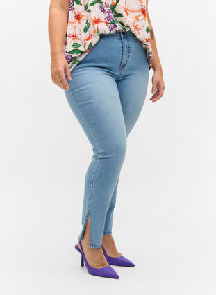 High-waisted Amy jeans with slits, Light blue, Model image number 3
