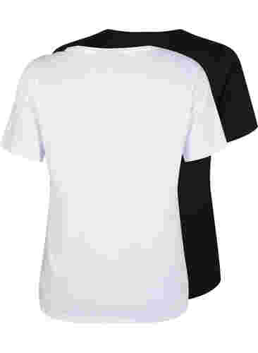 FLASH - 2-pack round neck t-shirts, White/Black, Packshot image number 1