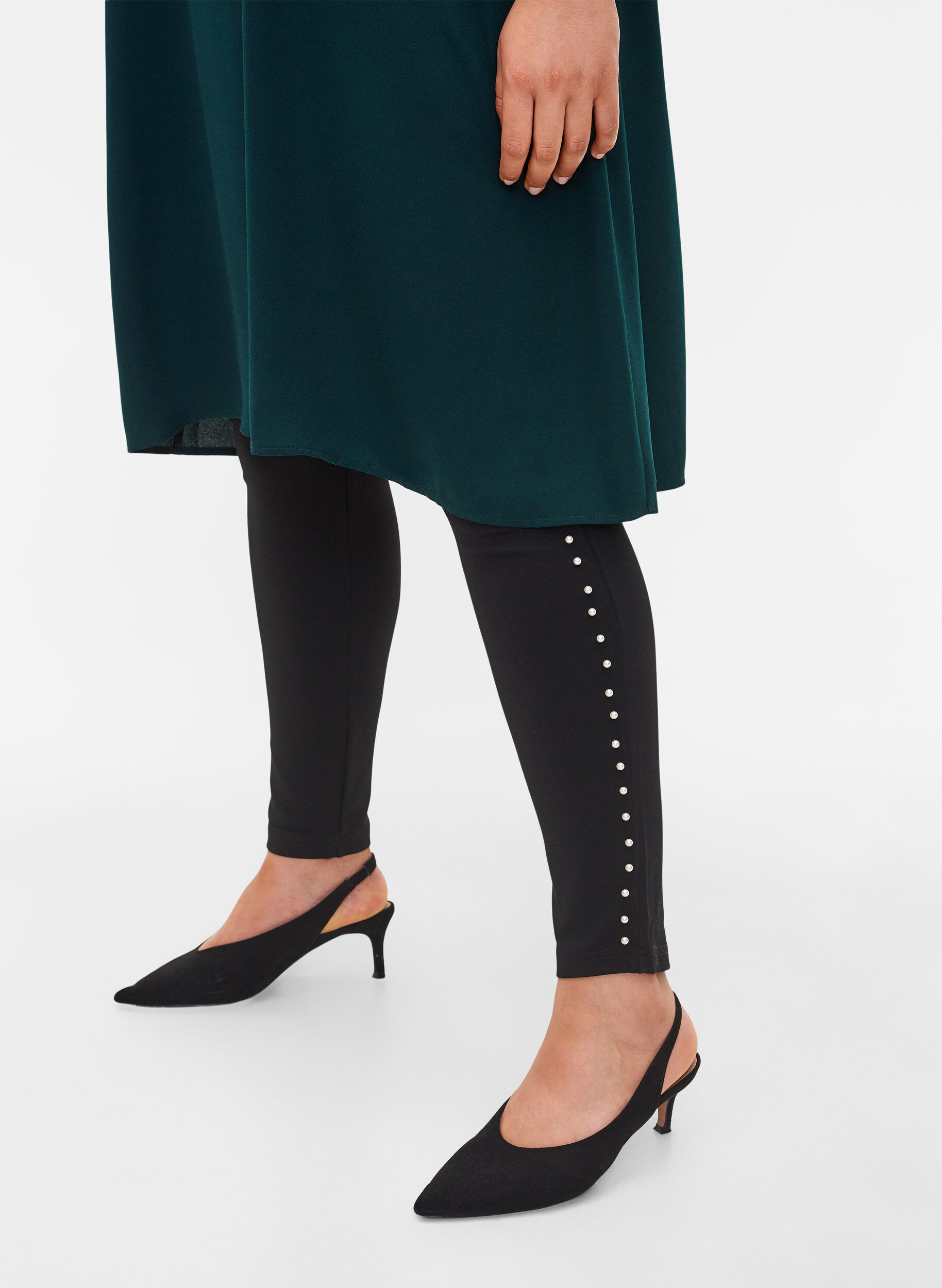Zizzifashion Leggings with pearls, Black, Model image number 0