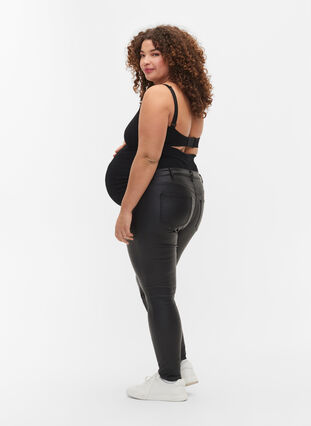	 Coated Pregnancy Pants, Black, Model image number 1