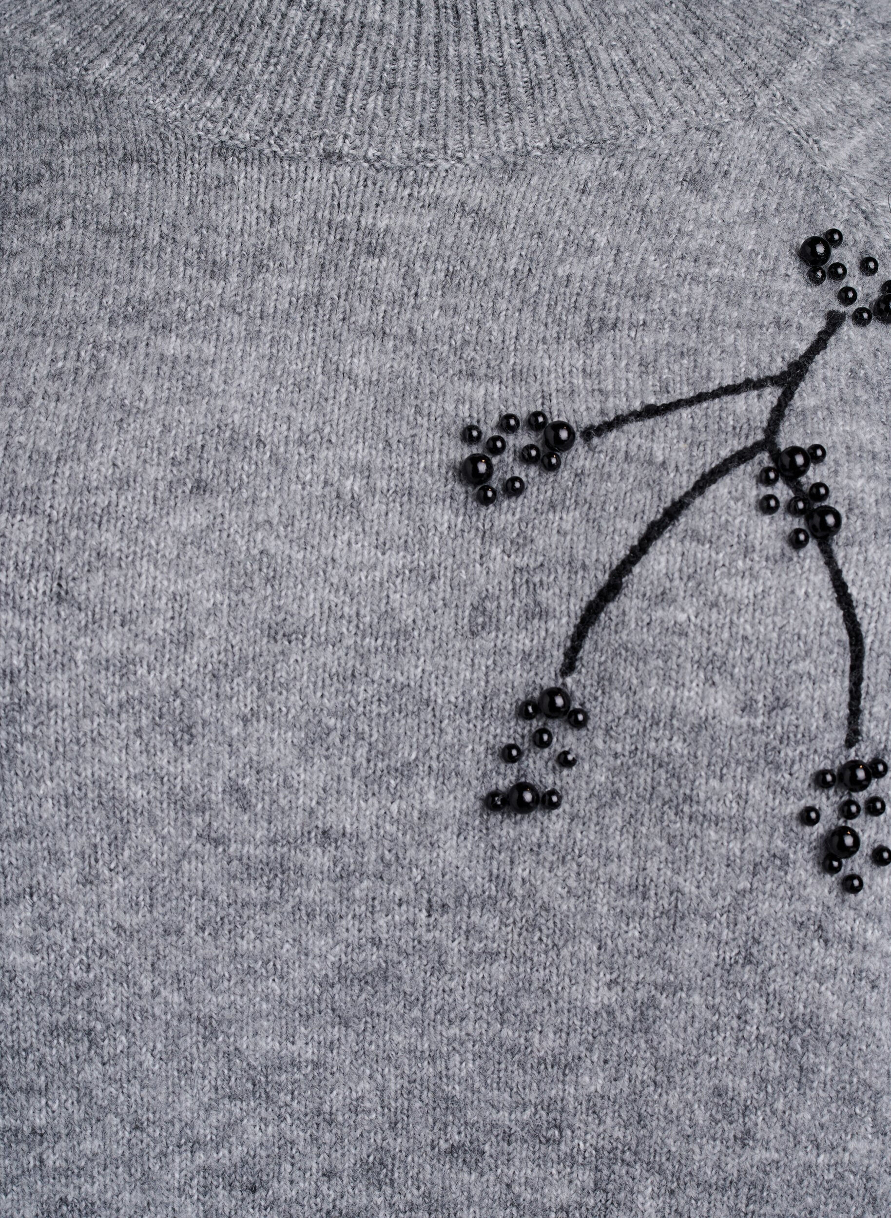 Zizzifashion Jumper with pearl embroidery, Grey, Packshot image number 2