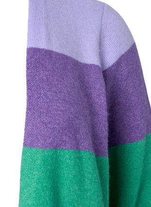 Long striped knit cardigan, Mint Mel., Packshot image number 2