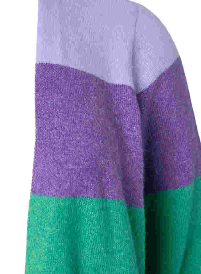 Long striped knit cardigan, Mint Mel., Packshot image number 2
