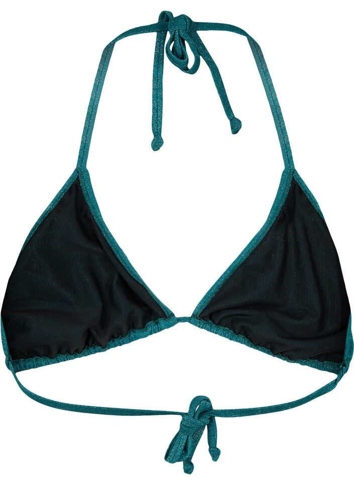 Glitter triangle bikini top, Green, Packshot image number 1