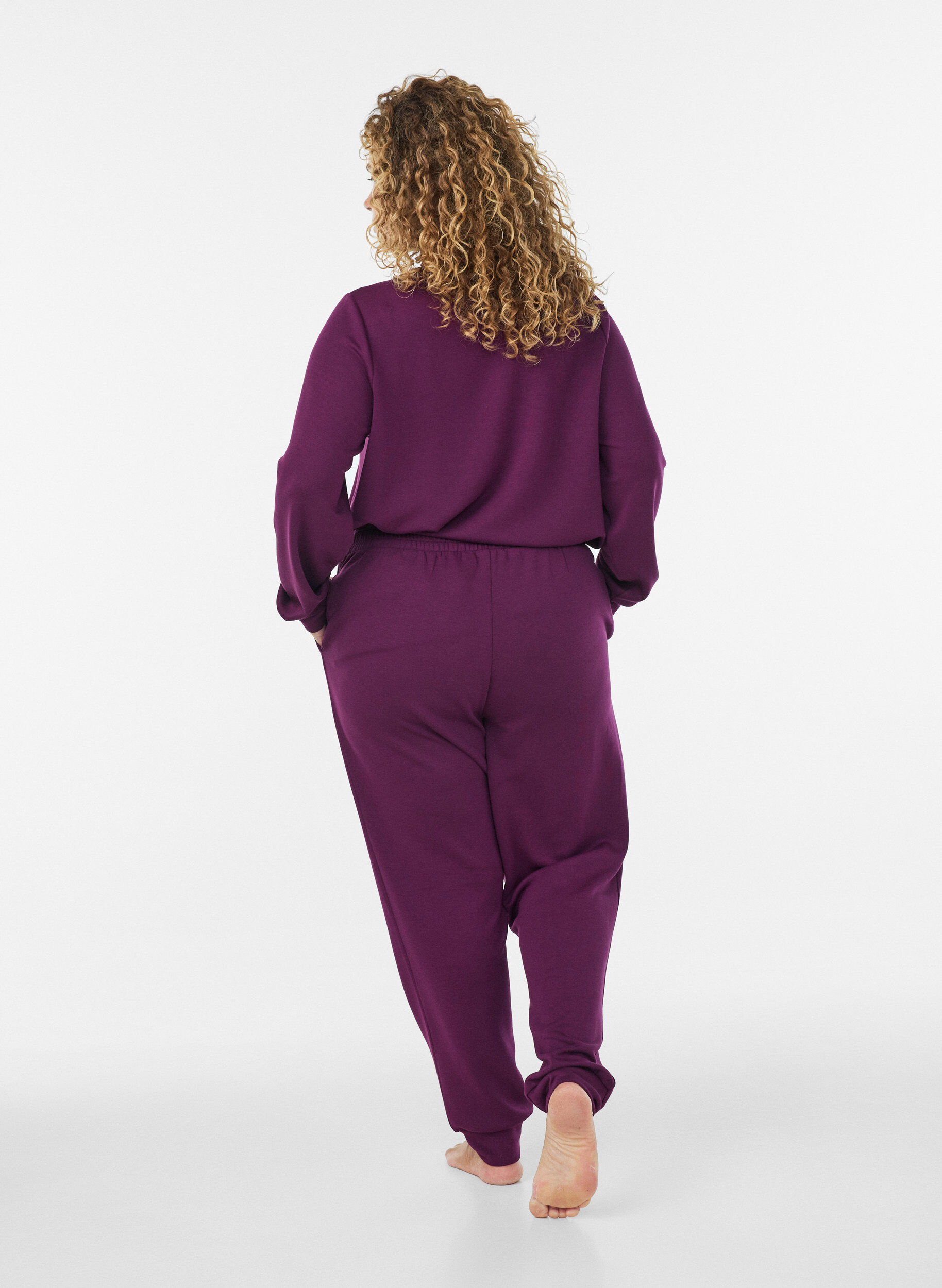 ZizzifashionJersey trousers with high waist and pockets, Purple, Model image number 1