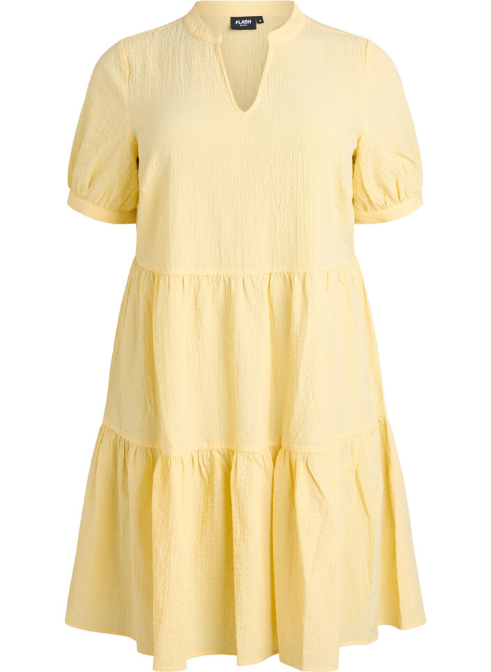 Short A-line dress, Yellow, Packshot image number 0