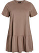 Short A-line dress with a washed look, Brown, Packshot image number 0