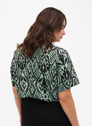 FLASH - Blouse with short sleeves and print, Green Bay Ehnic, Model image number 1
