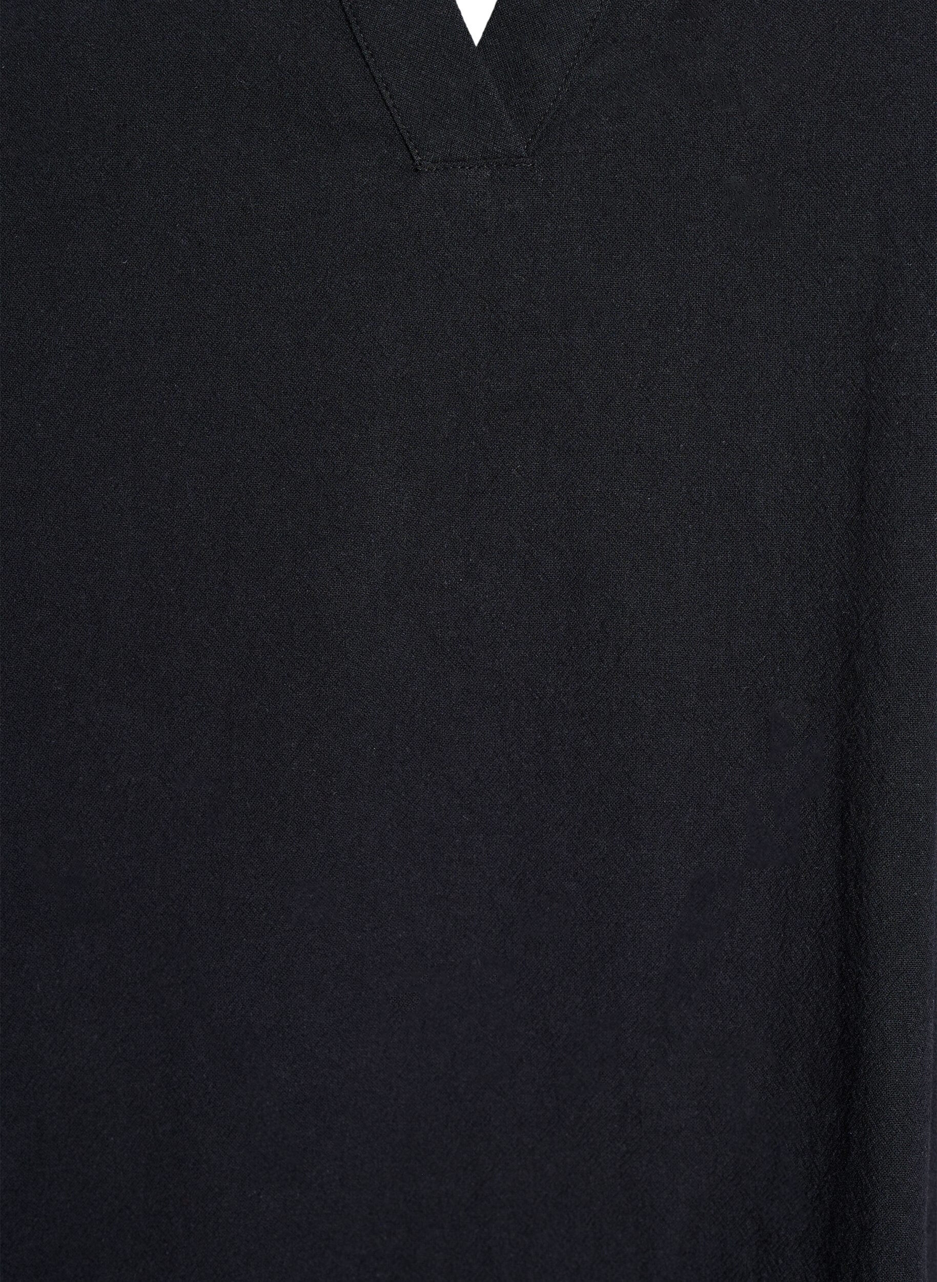 Zizzifashion Tunic with V-neck and ruffle details, Black, Packshot image number 2