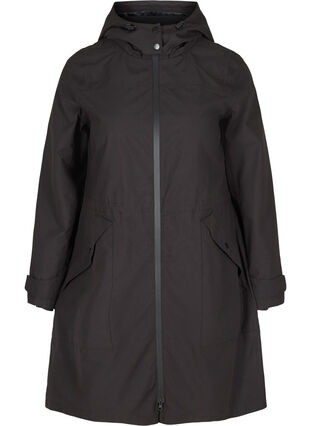 Waterproof jacket with detachable hood, Black, Packshot image number 0