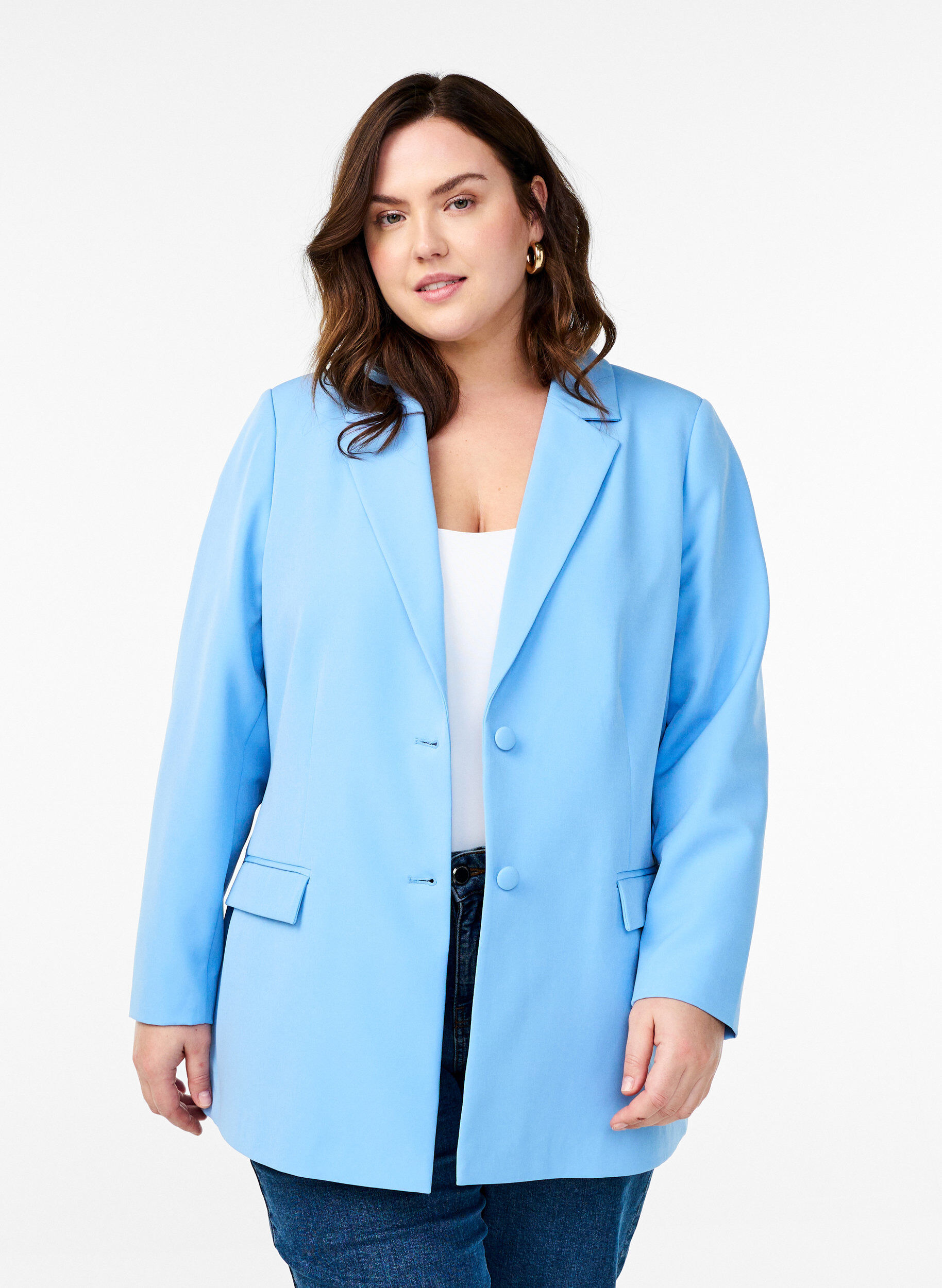 ZizzifashionClassic blazer with button closure, Light Blue, Model image number 0