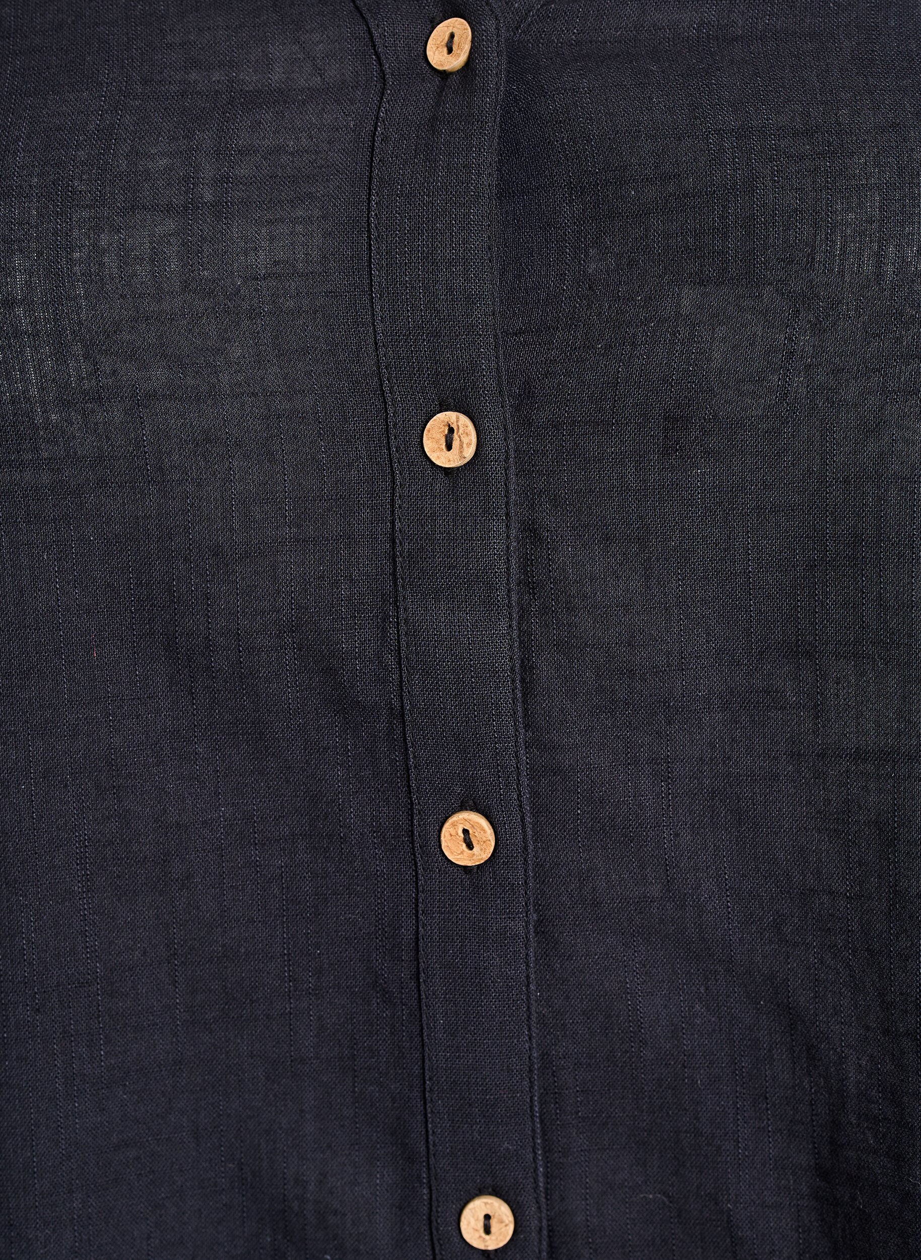 Zizzifashion Cotton shirt blouse with V-neck, Black, Packshot image number 2