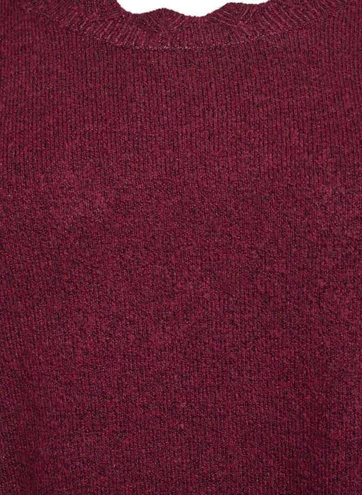 Knitted blouse with wavy edges, Dark Bordeaux, Packshot image number 2