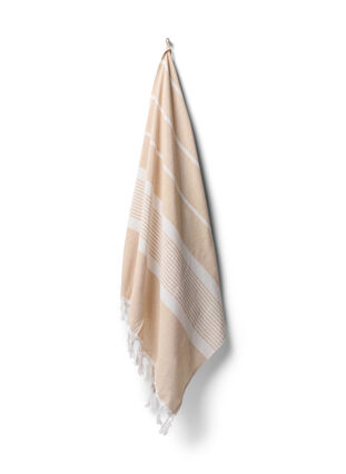 Striped Towels with fringes, Light Beige Melange, Packshot image number 0