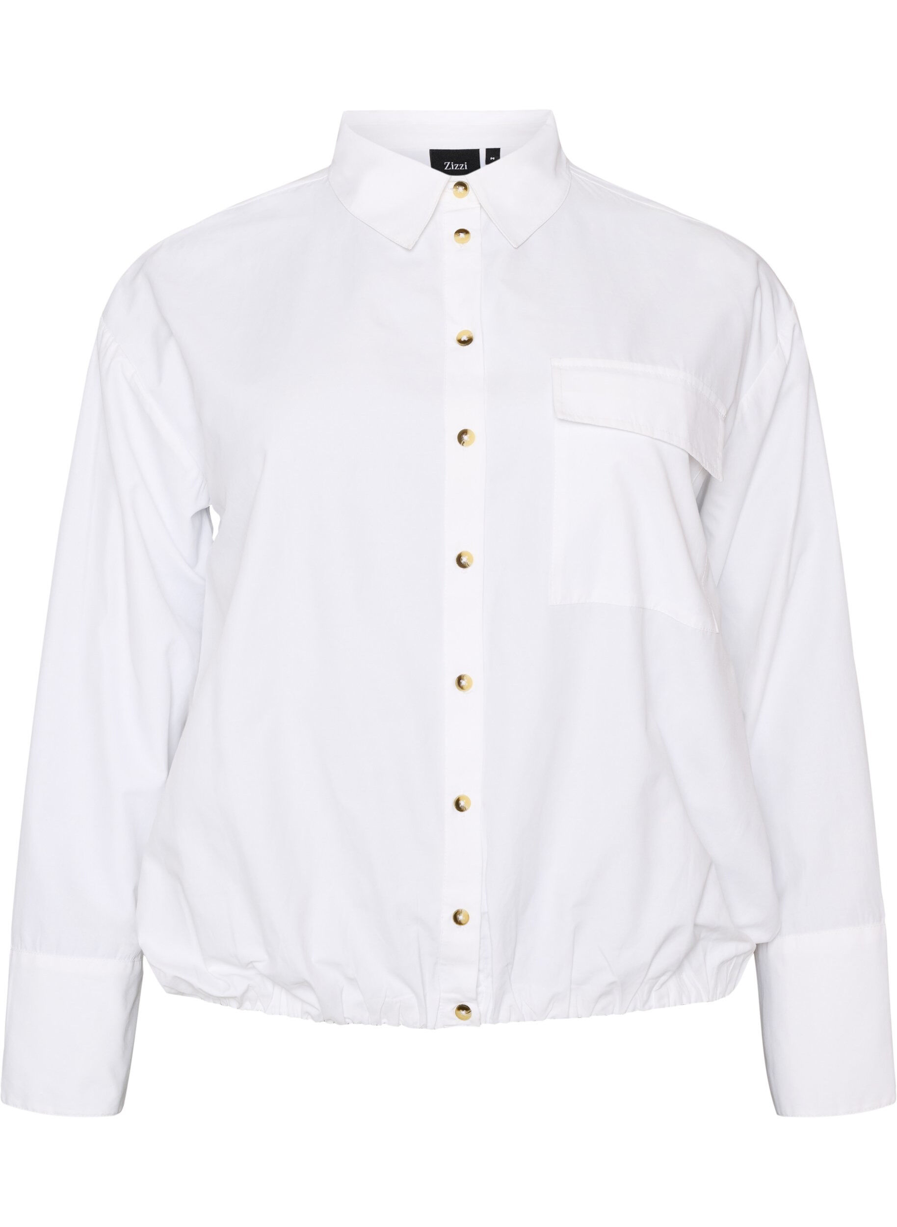 ZizzifashionShirt with chest pocket and balloon shape, White, Packshot image number 0