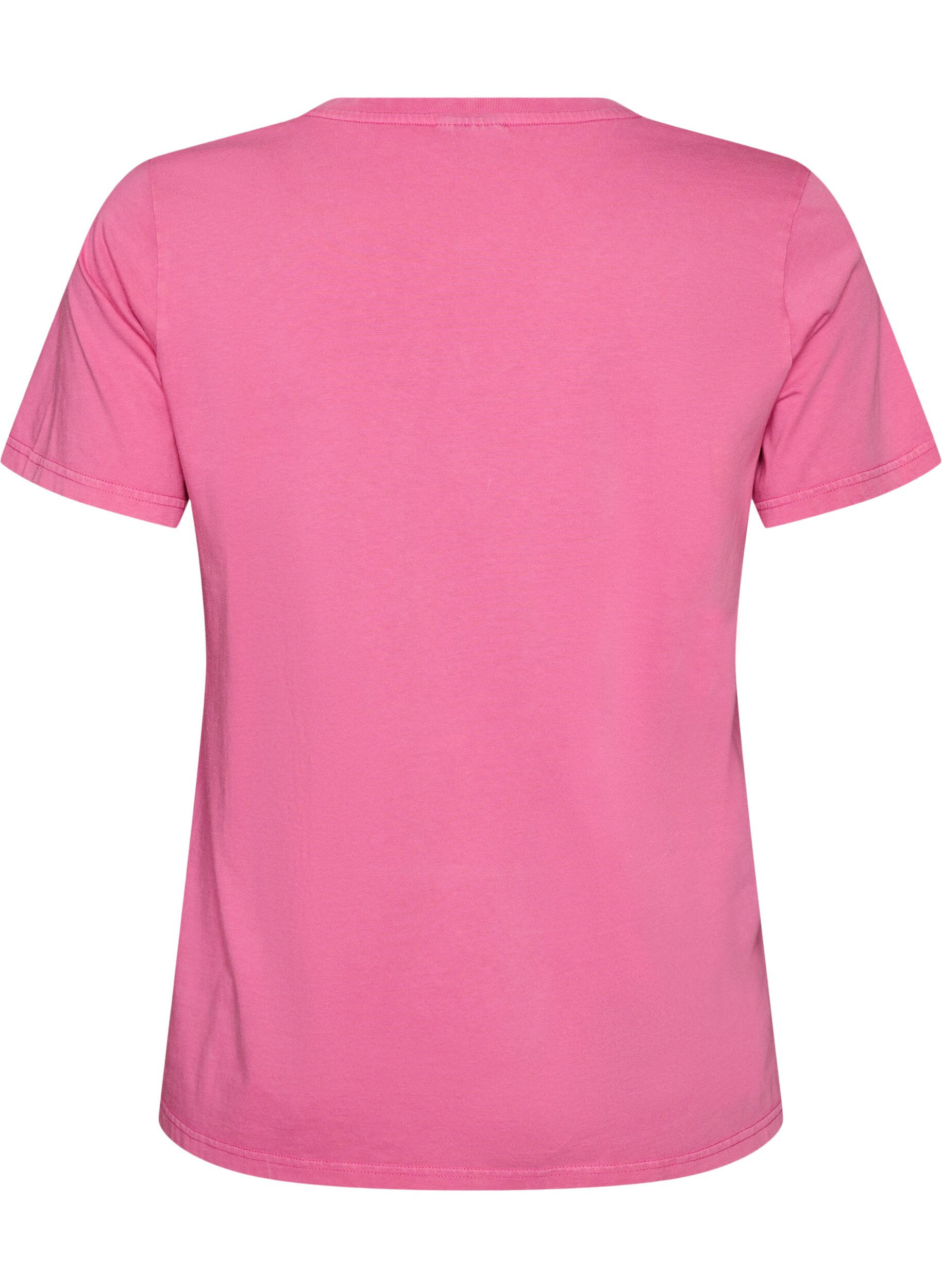 ZizzifashionOrganic cotton T-shirt with a varsity print and V-neck, Rose, Packshot image number 1