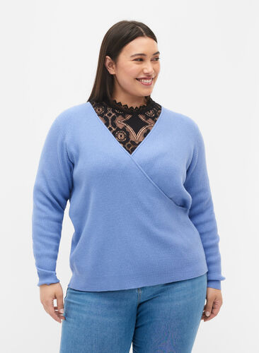 Knitted jumper with wrap, Lavender Lustre, Model image number 0