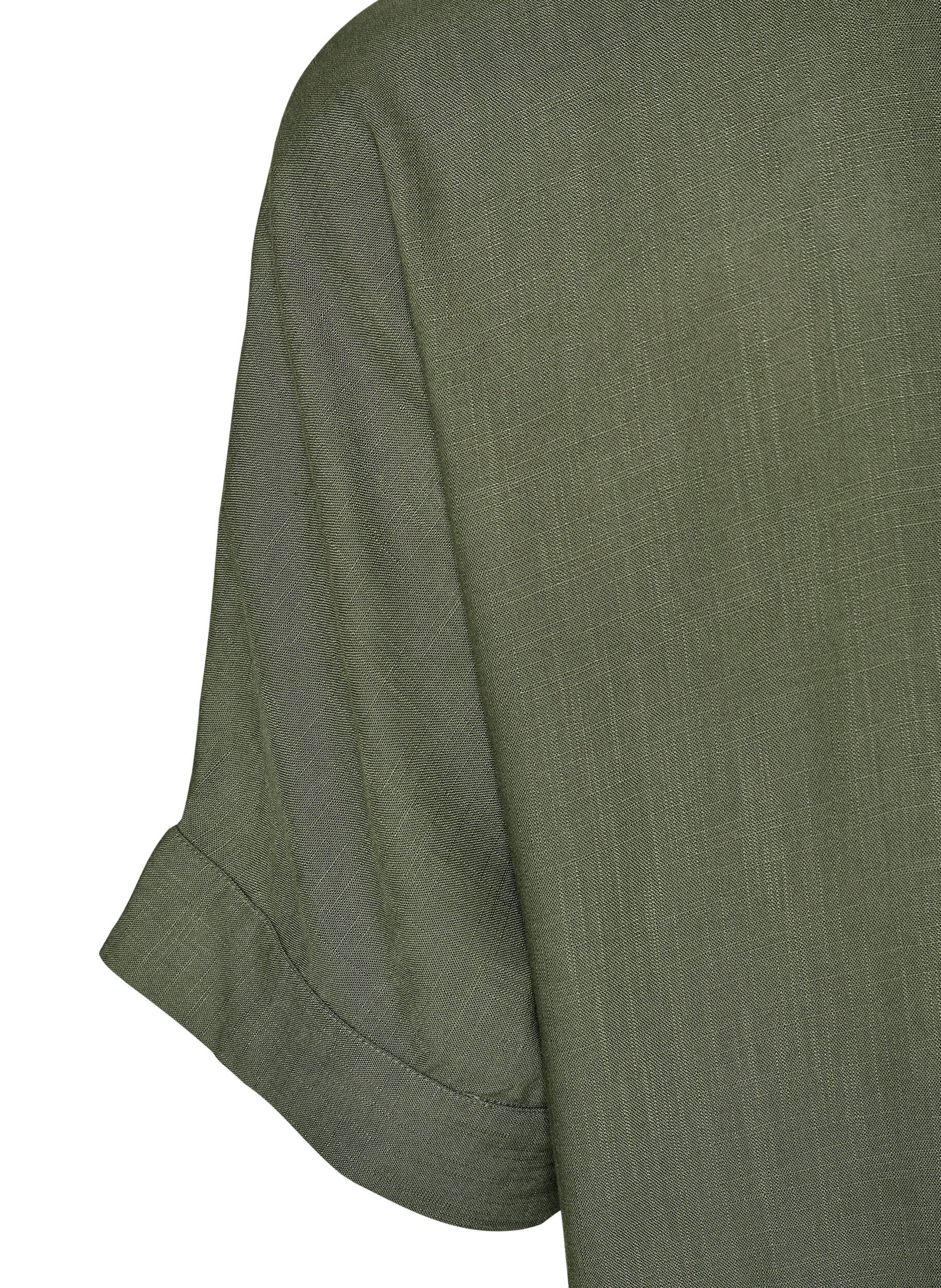 ZizzifashionViscose blouse with crochet trim and buttons, Green, Packshot image number 3