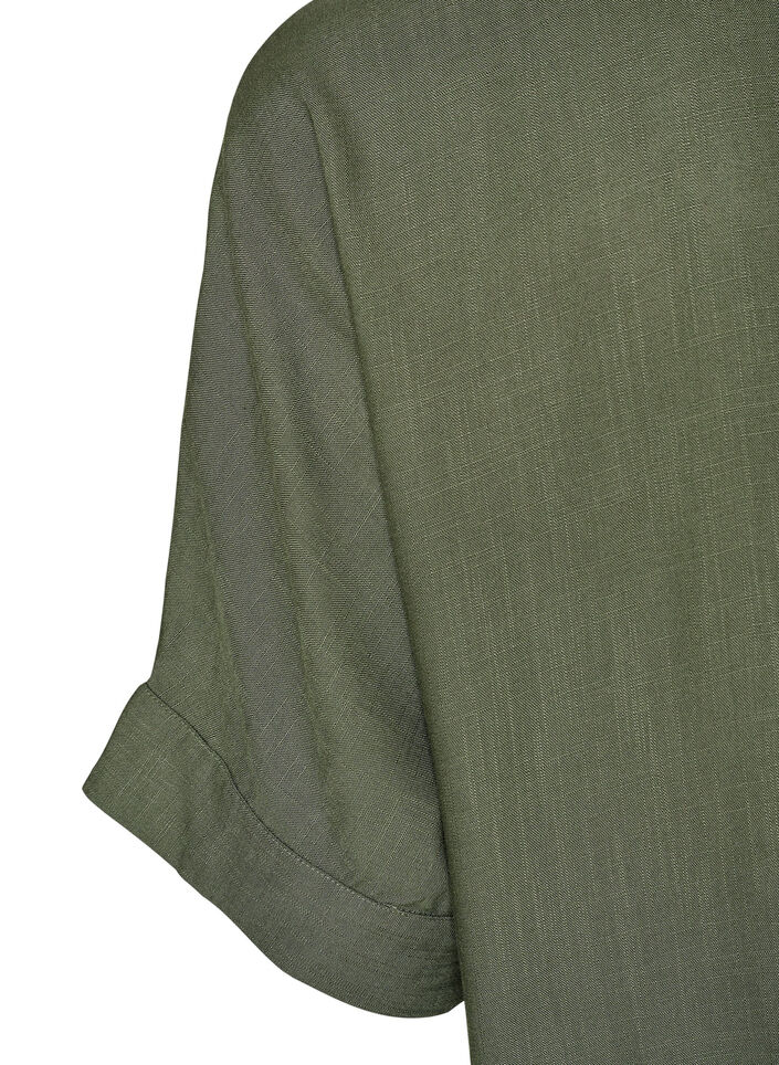 Viscose blouse with crochet trim and buttons, Green, Packshot image number 3