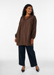 Tunic in viscose with lace detail, Brown, Model image number 1