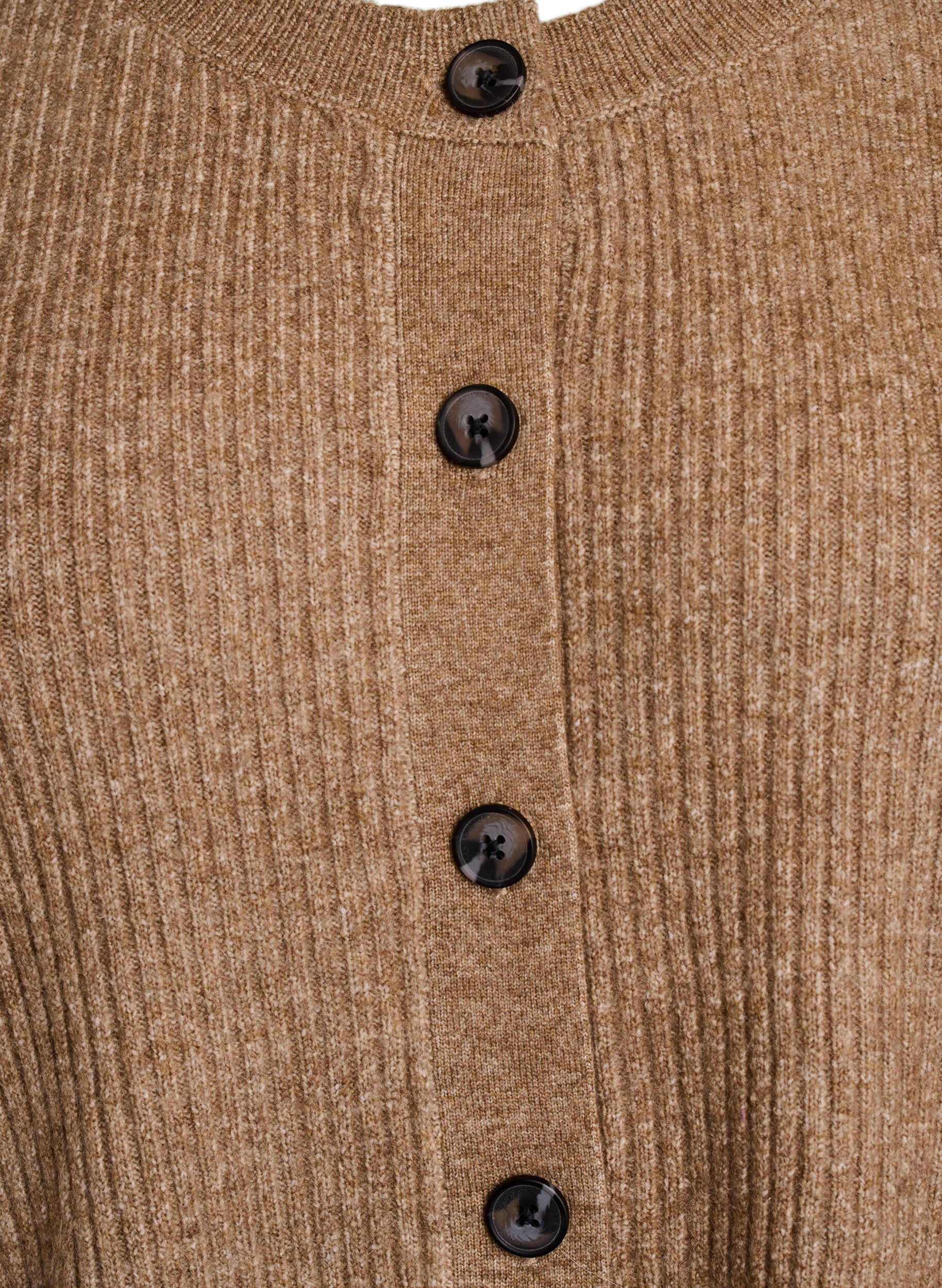 ZizzifashionRib knit cardigan with buttons, Brown, Packshot image number 2