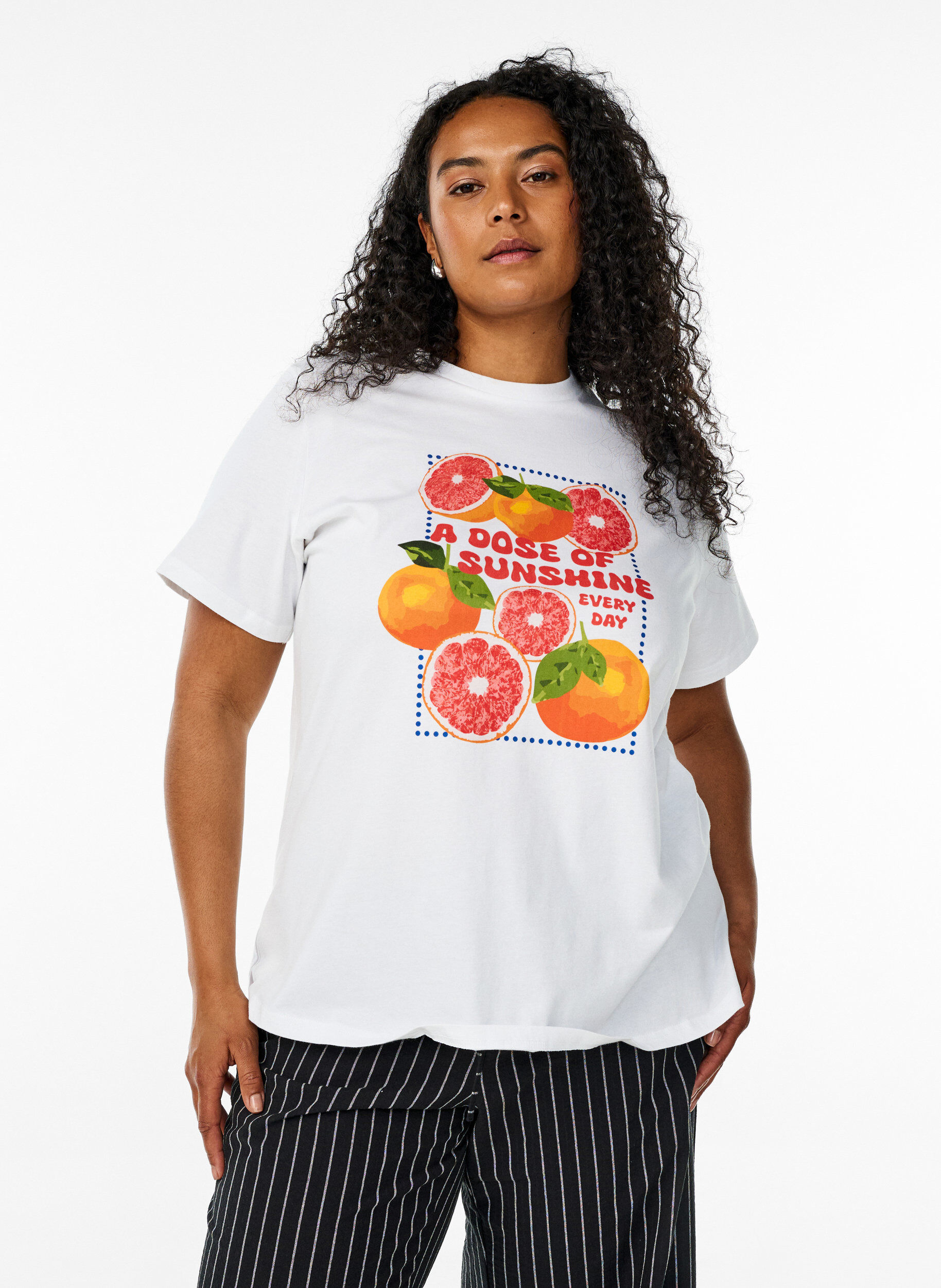 Zizzifashion Organic cotton T-shirt with citrus motif, White, Model image number 0