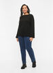 Viscose blend pullover with side slit	, Black, Model image number 2