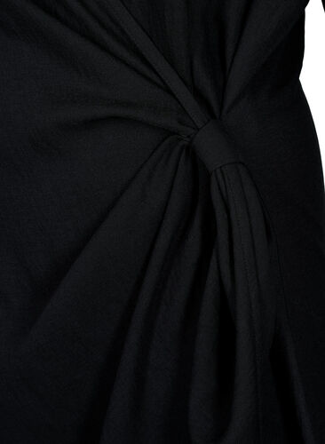 Long sleeve viscose dress with a wrap look, Black, Packshot image number 3