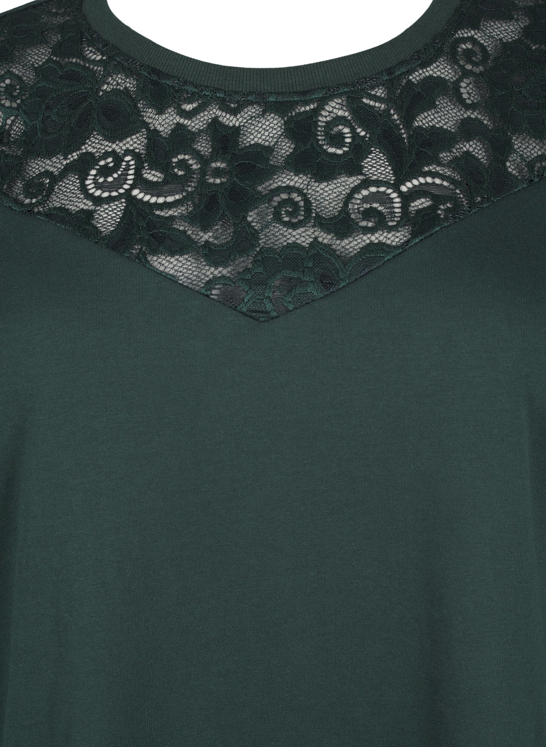 Zizzifashion Sweatshirt with lace details, Scarab, Packshot image number 2
