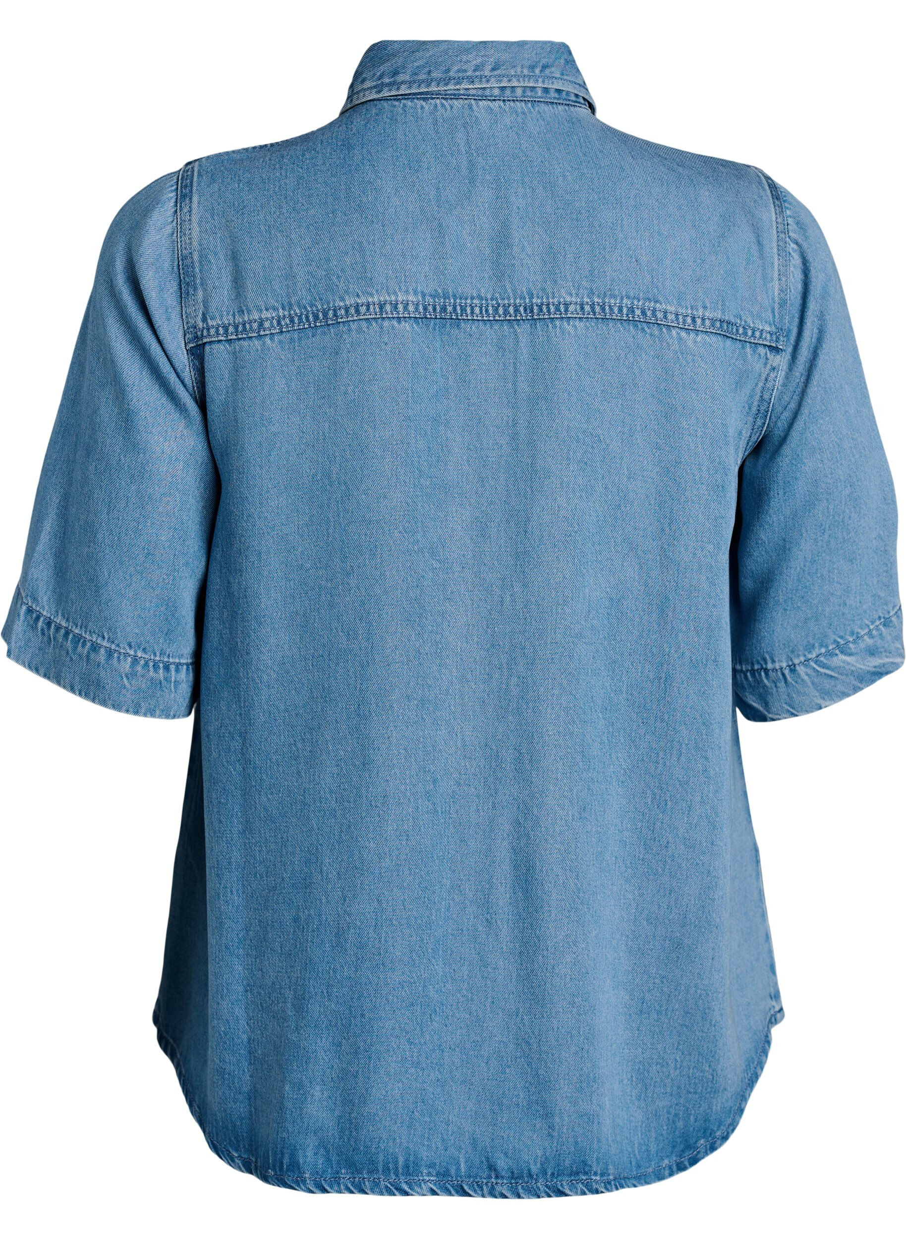 Zizzifashion Short-sleeved denim-look lyocell shirt, Light Blue, Packshot image number 1