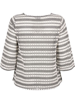 Crochet blouse with 3/4 sleeves, Black White, Packshot image number 1