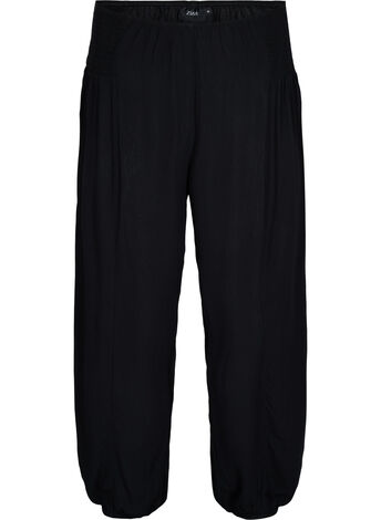 Loose-fitting trousers with smocking detail