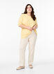 Knitted blouse with short sleeves, Yellow, Model image number 1