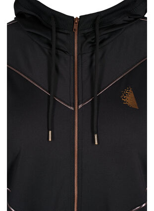 Sports cardigan with hood and zip, Black/Copper Lines, Packshot image number 3