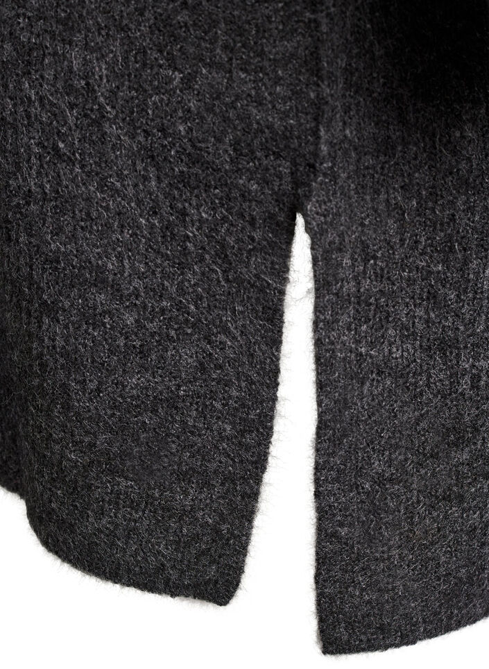 FLASH - Long ribbed cardigan with an open front, Dark Grey, Packshot image number 3