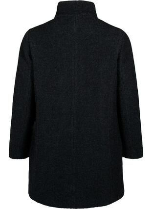 Melange bouclé coat with zipper, Black Mel., Packshot image number 1