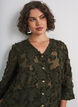 Blouse with frayed threads and texture, Green, Model image number 3